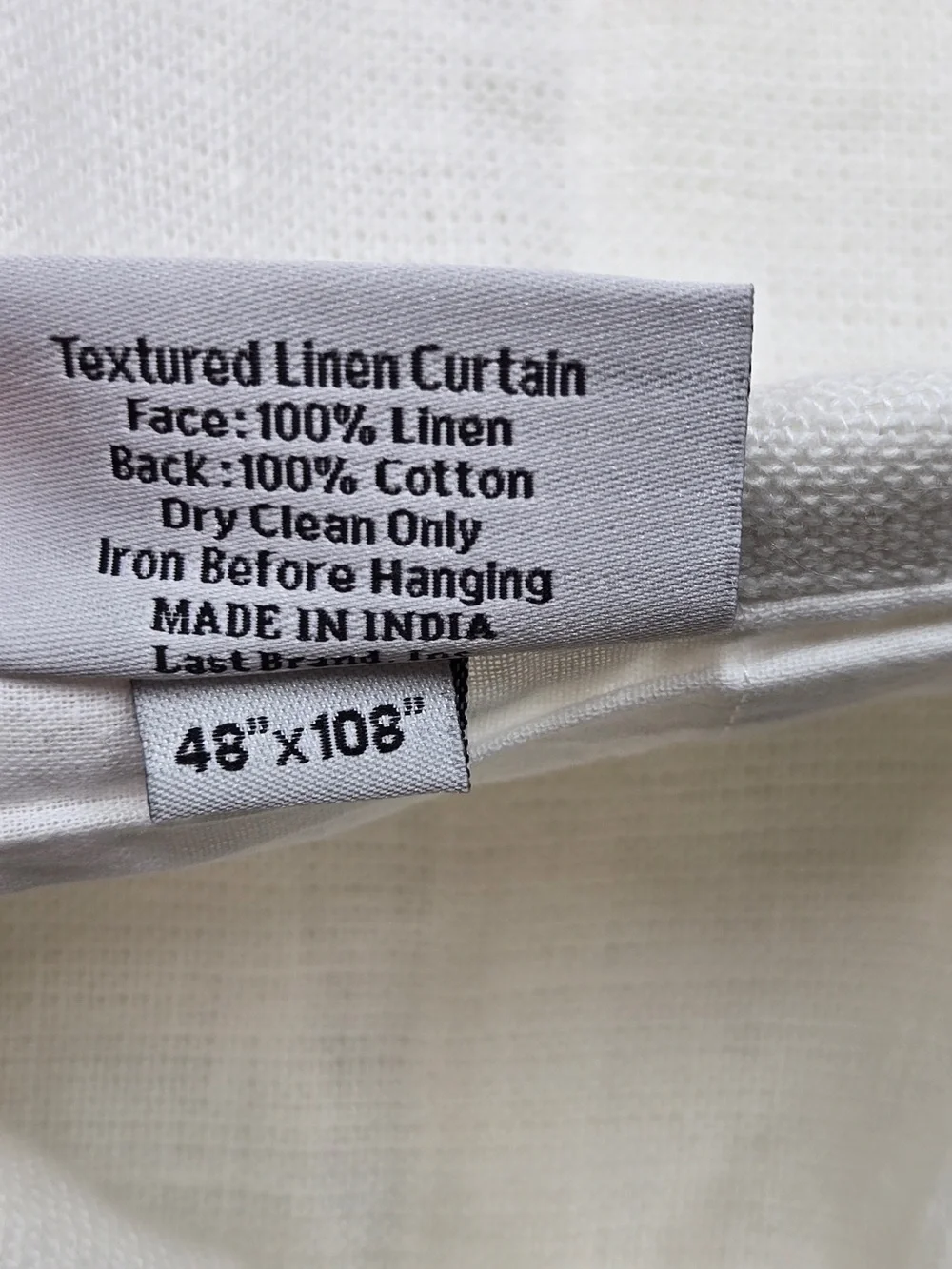 QUINCE Set Of 2 48x108 European Linen Curtains White 0230